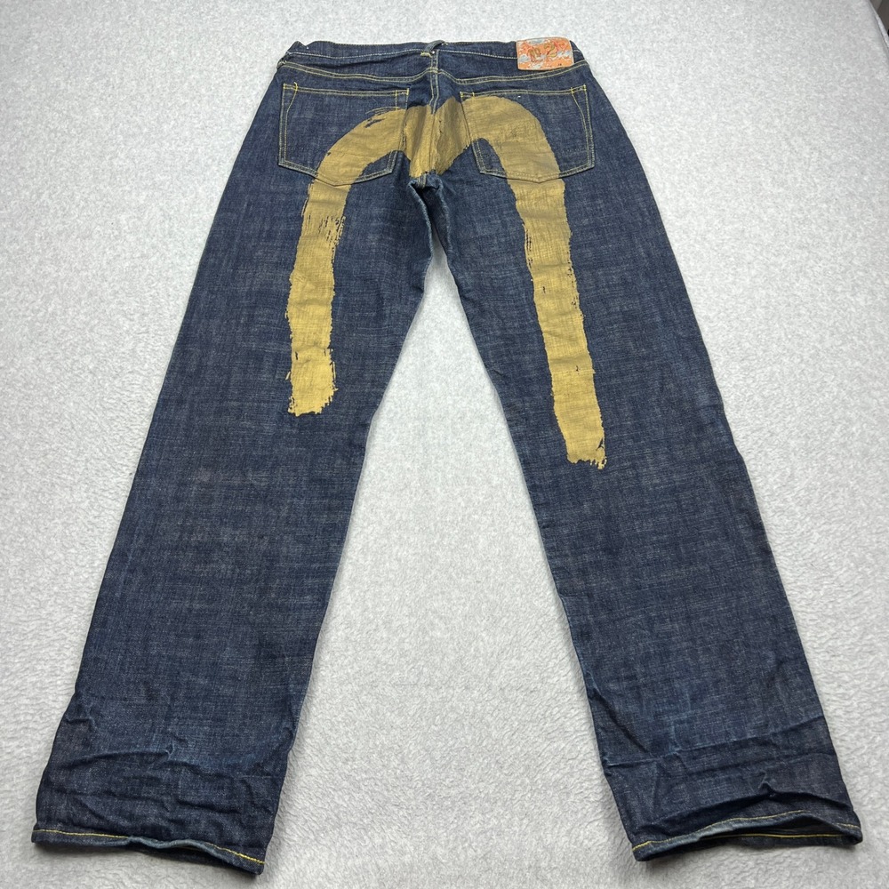 Evisu Selvedge Jeans Mens 36 Blue Indigo No. 2 Painted Seagull Straight Denim